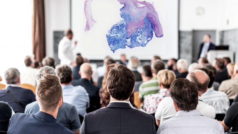 I have a question. Group of business people sitting at the chairs in conference hall. Businessman standing up asking a question. Conference and Presentation. Business and Entrepreneurship.